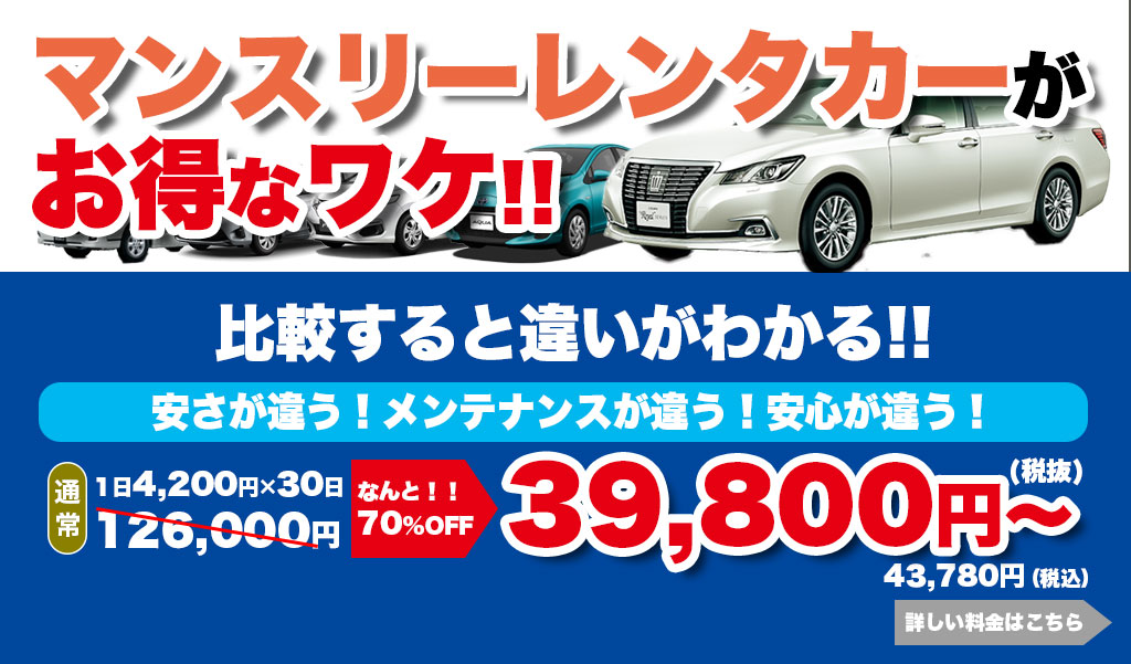 マンスリーレンタカーがお得なわけ